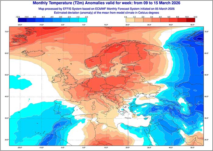 Die nächste Märzwoche wird im Moment deutlich zu mild berechnet.