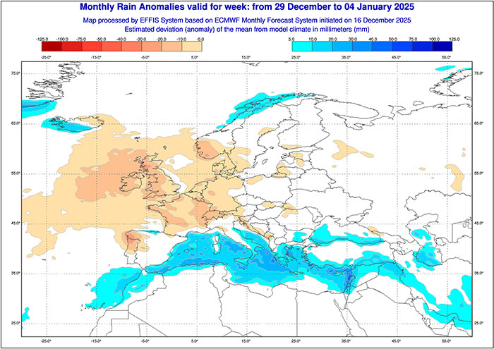 Niederschlag vom 29.12.2025. bis 04.01.2026 laut ECMWF
