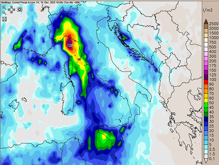ECMWF Niederschlag in Italien bis 19.12.2025