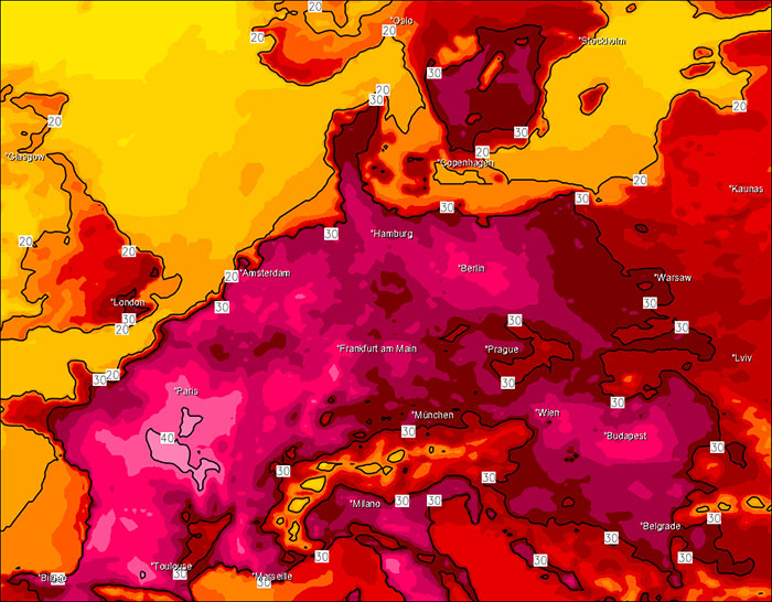 GFS Extremhitze in Europa am 20.06.2026