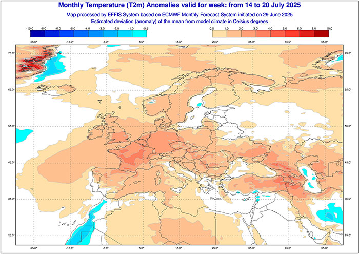 ECMWF Julitemperaturen 2