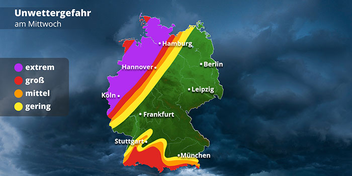 Unwettergefahr in Deutschland am 2. Juli 2025