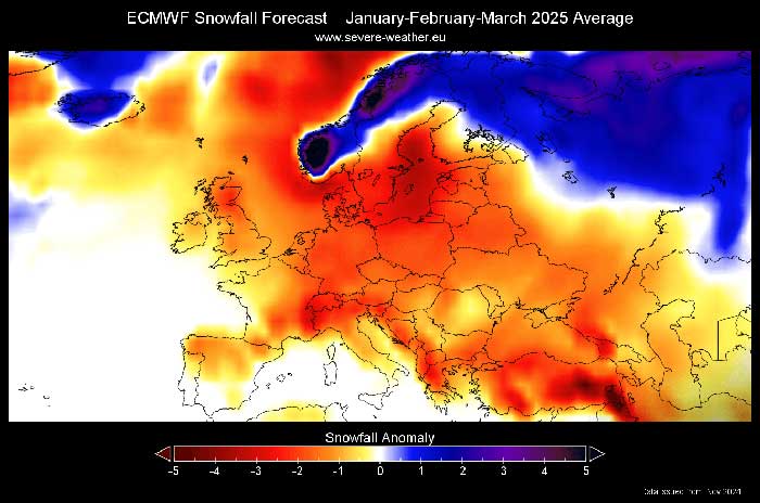 Im Winter 2025 sieht es in Europa nicht nach viel Schneefall aus. 