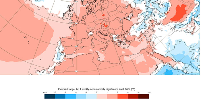 ECMWF Temperaturen 5.-11. August