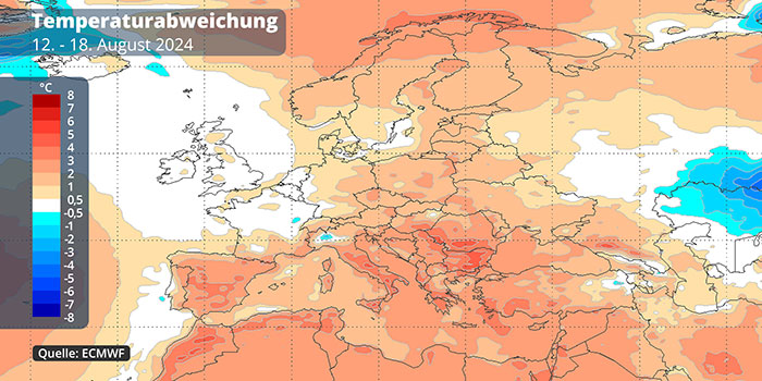 Temperaturabweichung 12. - 18. August