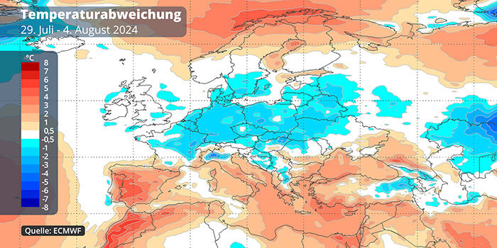 Temperaturabweichung 29. Juli - 4. August