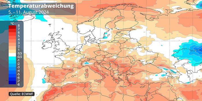 Temperaturabweichung 5. - 11. August