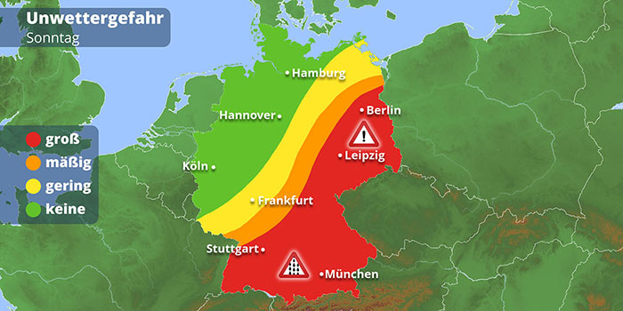 Unwettergefahrenkarte 2. Juni 2024