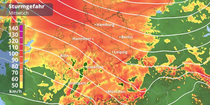 Am Mittwoch trifft ein Sturmtief auf Deutschland. 