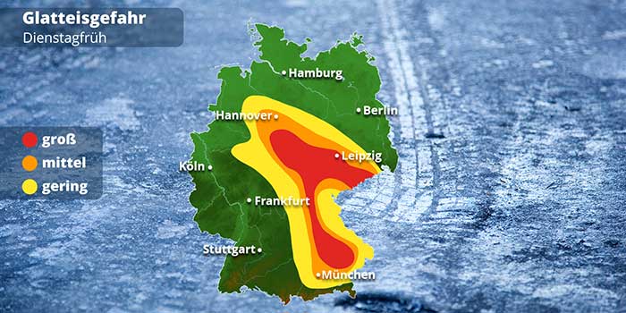 Am Dienstagmorgen wird es in Teilen Deutschlands gefährlich glatt. 