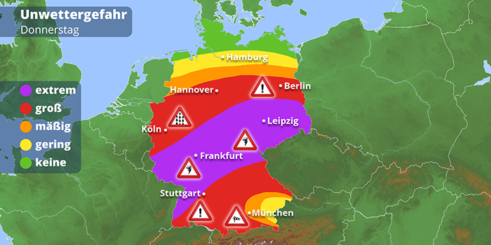 Unwettergefahr in Deutschland am 22. Juni 2023