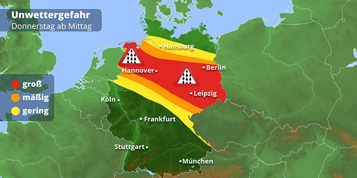 Unwettergefahr ab Mittag.