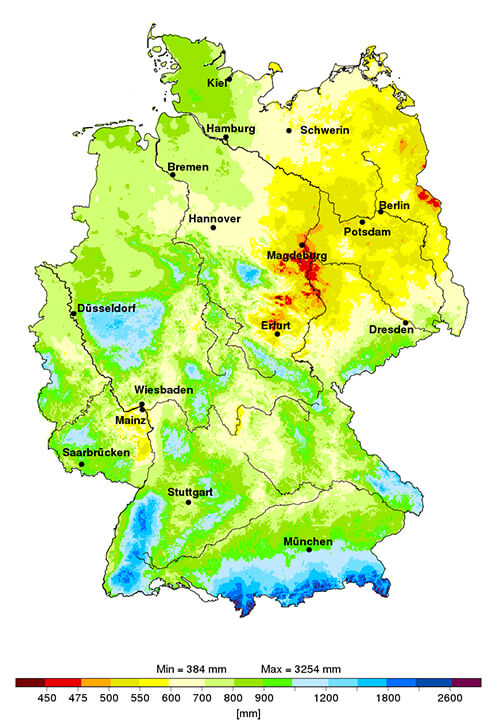 Jahresniederschlag Deutschland Karte | Karte 2020