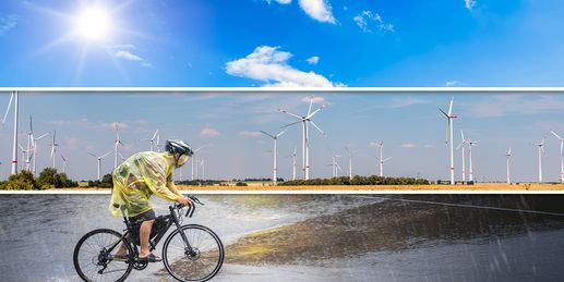 Heute Dreiteilung mit Regen, Sonne und Wind