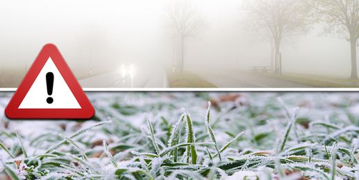 Achtung! Wenige Meter Sicht und Bodenfrost