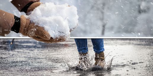 Große Regenmengen hier, viel Neuschnee da