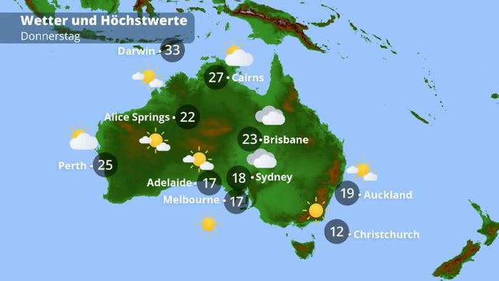 Australien-Wetter - Der aktuelle 3-Tages-Ausblick