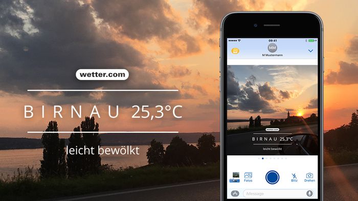 Die wetter.com Wetter-Postkarte als iMessage App Die wetter.com Wetter-Postkarte als iMessage App