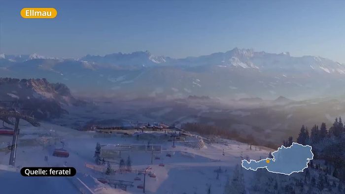 Drohnen zeigen winterliches Skiparadies in Österreichs Alpen