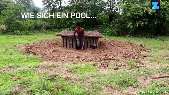 Mit einfachsten Mitteln: 2 Männer bauen spektakulären Pool