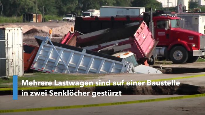 Riesige Senklöcher: Lastwagen einfach verschluckt