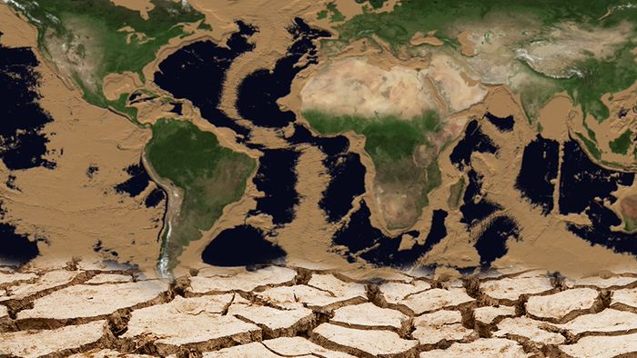 Eine NASA-Animation zeigt, wie die Erde ohne Wasser aussehen würde.