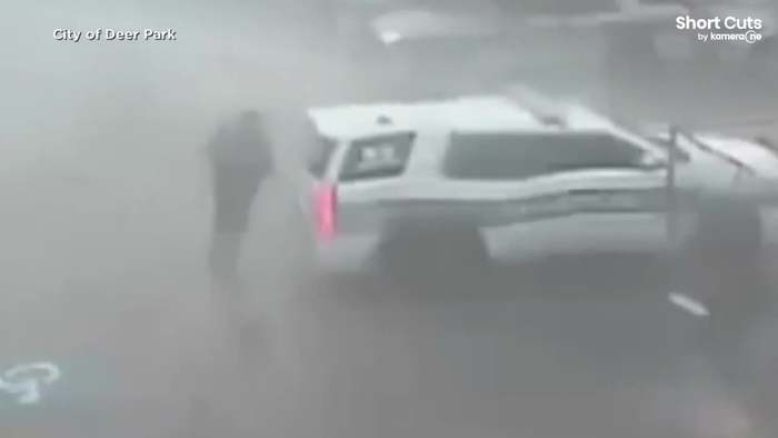 Bei Tornado im Auto eingeschlossen: Polizist rettet tierischen Partner