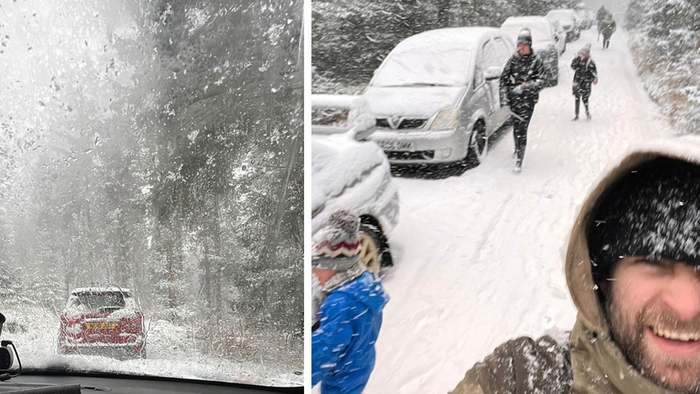 Schneesturm in England: Hundert Autofahrer müssen in Schule übernachten