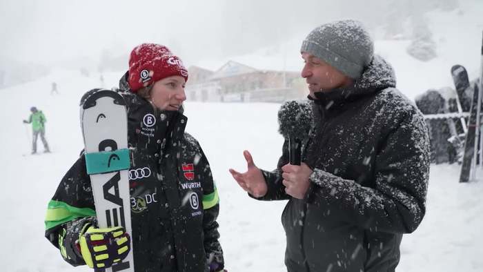 Schneegestöber bei Deutschen Skimeisterschaften in der Axamer Lizum in Tirol