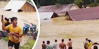 Flutkatastrophe in Indonesien: Wassermassen reißen Häuser mit