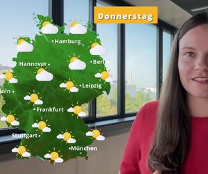 Zweiteilung mit Sonne und Wolken -  Das Wetter in 60 Sekunden