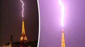 Lichtshow am Nachthimmel: Blitz schlägt in Eiffelturm ein