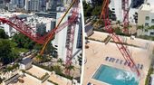 Schockmoment! Kran kracht in Swimmingpool von Luxus-Hochhaus