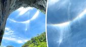 Gleich zwei Lichtbögen über Wasserfall: Wanderer filmt seltenes Himmelsspektakel