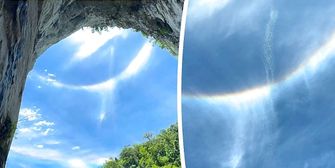 Gleich zwei Lichtbögen über Wasserfall: Wanderer filmt seltenes Himmelsspektakel