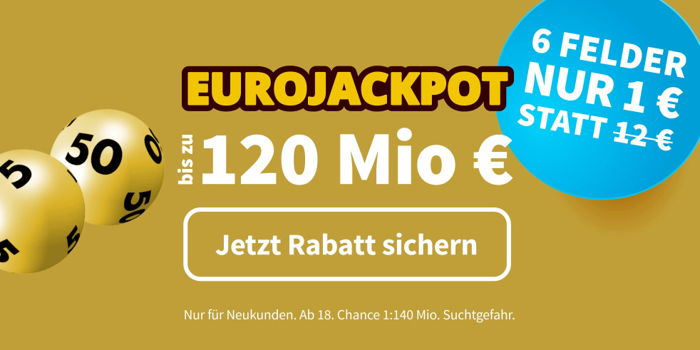 EuroJackpot: 6 Felder für 1 € (statt 12 €)